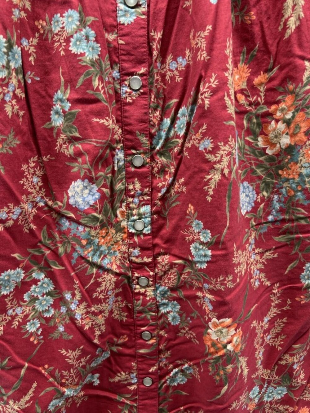 Lauren Ralph Lauren Skirt Womens 12 Red Floral Satin A Line Midi Button Front - Picture 8 of 12